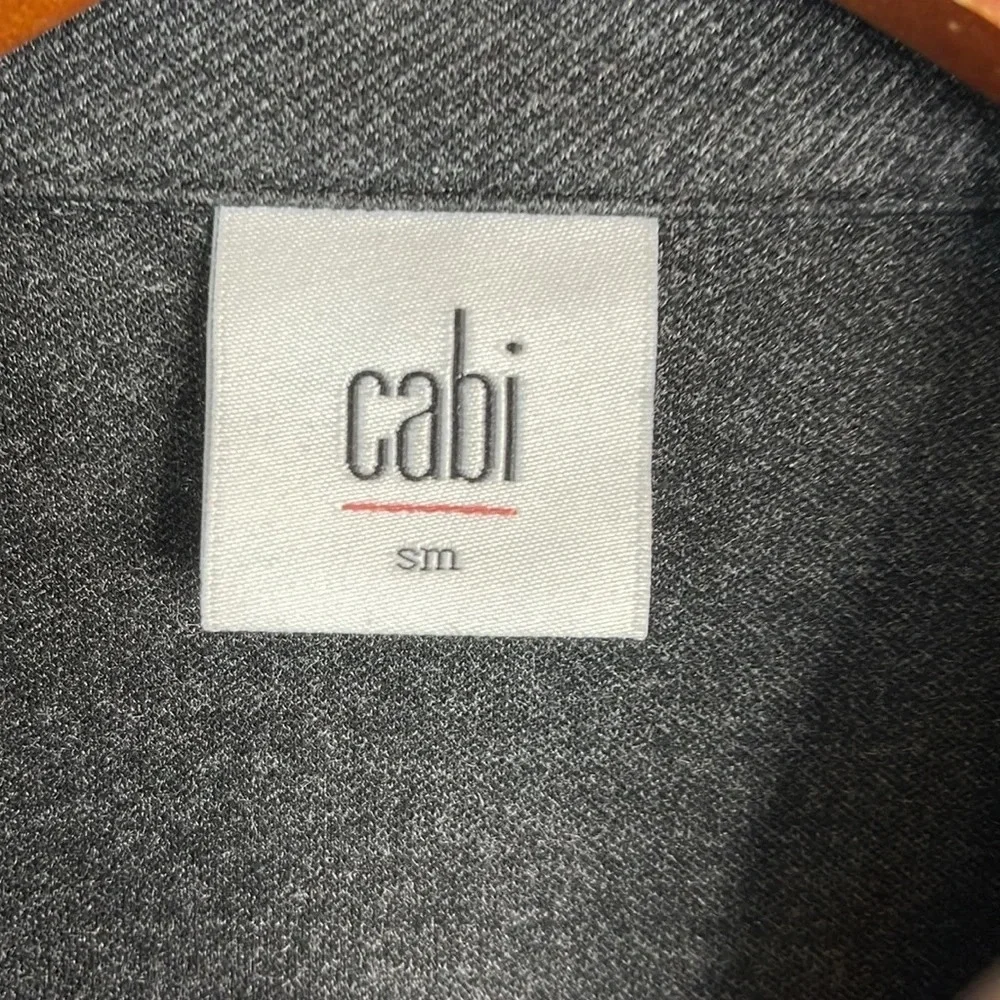 CABI Grey Crew Blazer Contrast Pipe Collar Pont Twill Single Breasted Preppy S - Picture 9 of 13